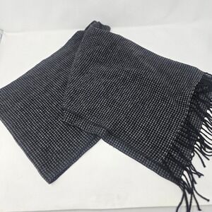 Black/Grey Micro Check Scarf Men/Women Classic Woven Houndstooth Fringe